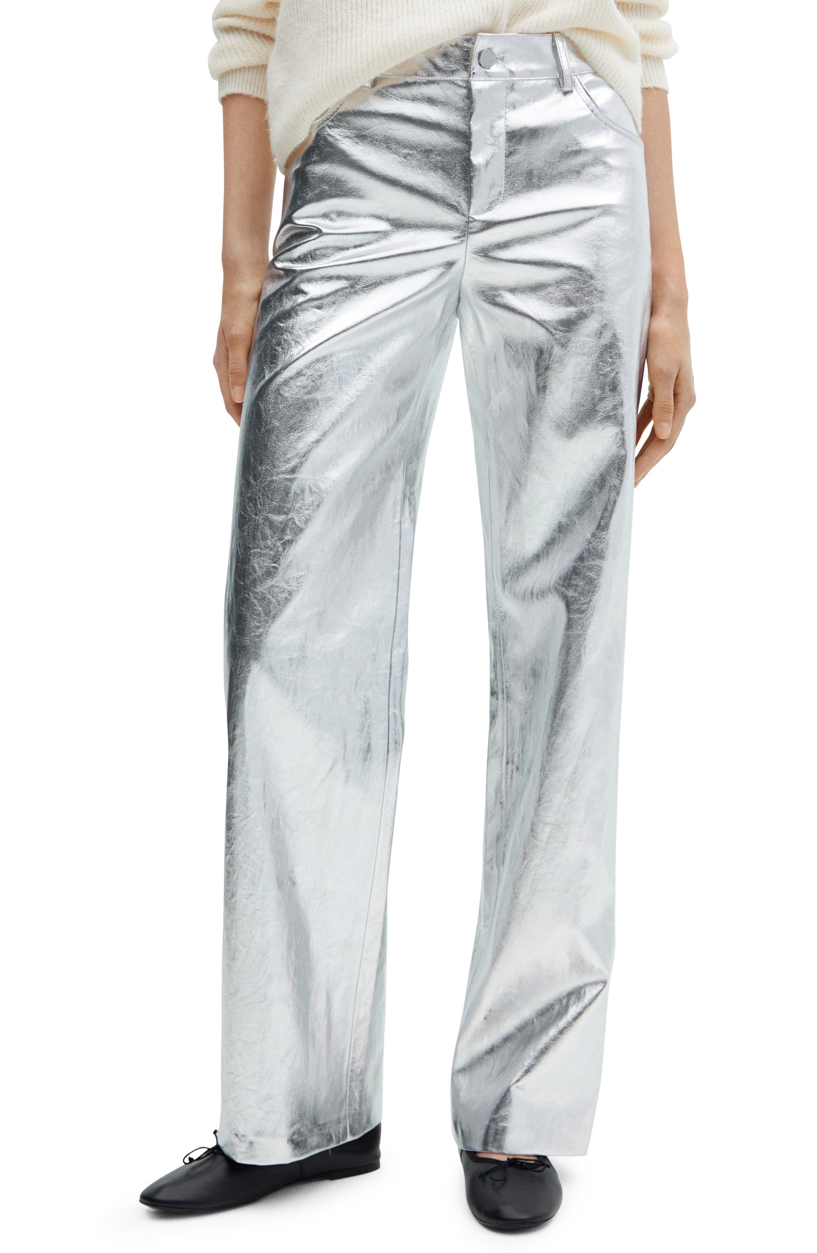 Metalllic Wide Leg Pants