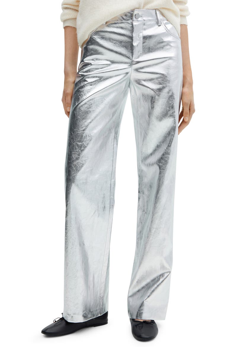 Metalllic Wide Leg Pants, Main, color, SILVER