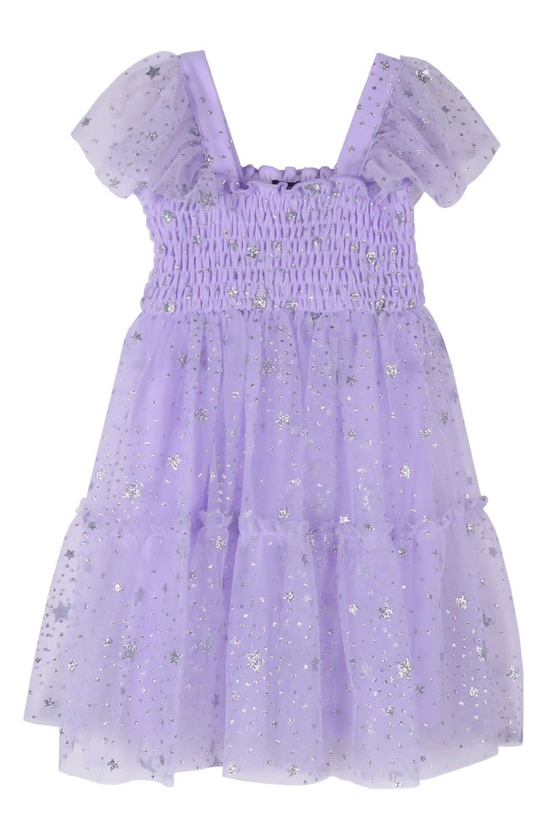 Zunie Kids' Smocked Tiered Flutter Sleeve Dress, Main, color, 