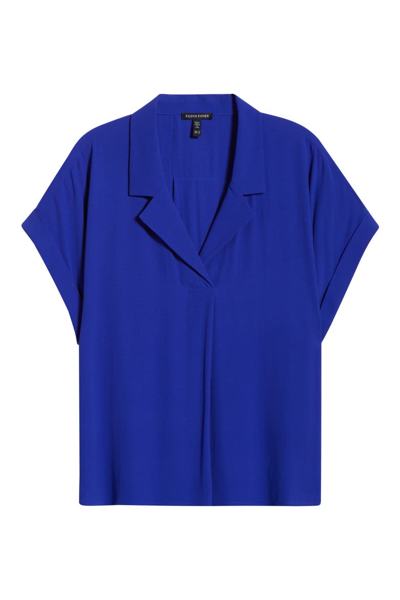 Roll Cuff Woven Silk Shirt, Alternate, color, ROYAL