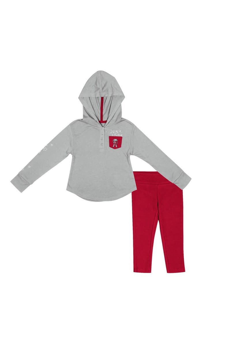COLOSSEUM Girls Toddler Colosseum Gray/Crimson Alabama Crimson Tide Most Delightful Way Long Sleeve Hoodie T-Shirt & Leggings Set, Alternate, color, 