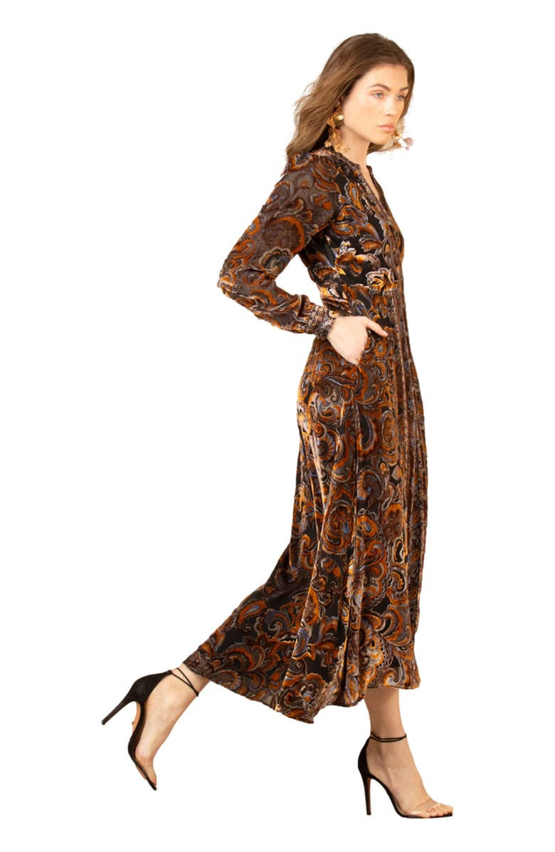 Hale Bob Clarissa Velvet Midi Dress, Alternate, color, Black