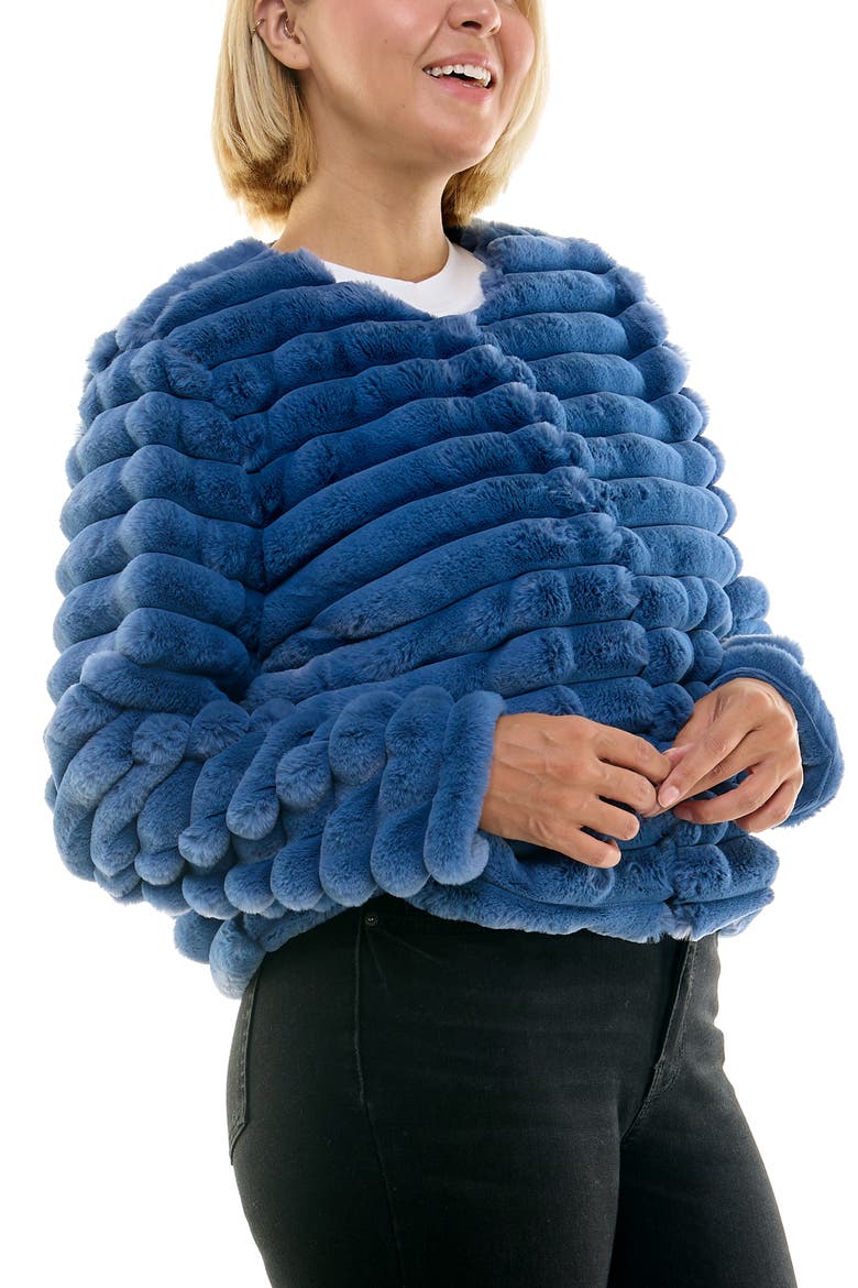 Faux Fur Bolero Jacket, Alternate, color, DENIM BLUE