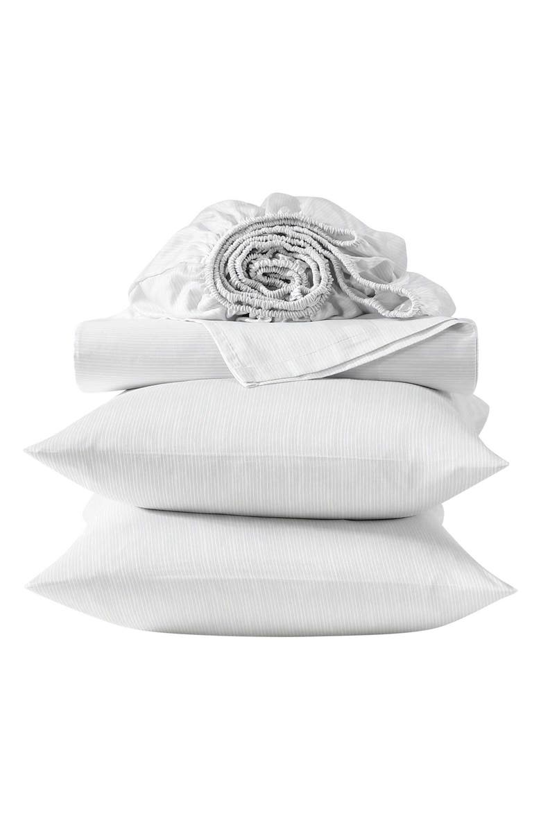 Vera Wang Etched Stripe Cotton Sheet Set, Alternate, color, Light Grey