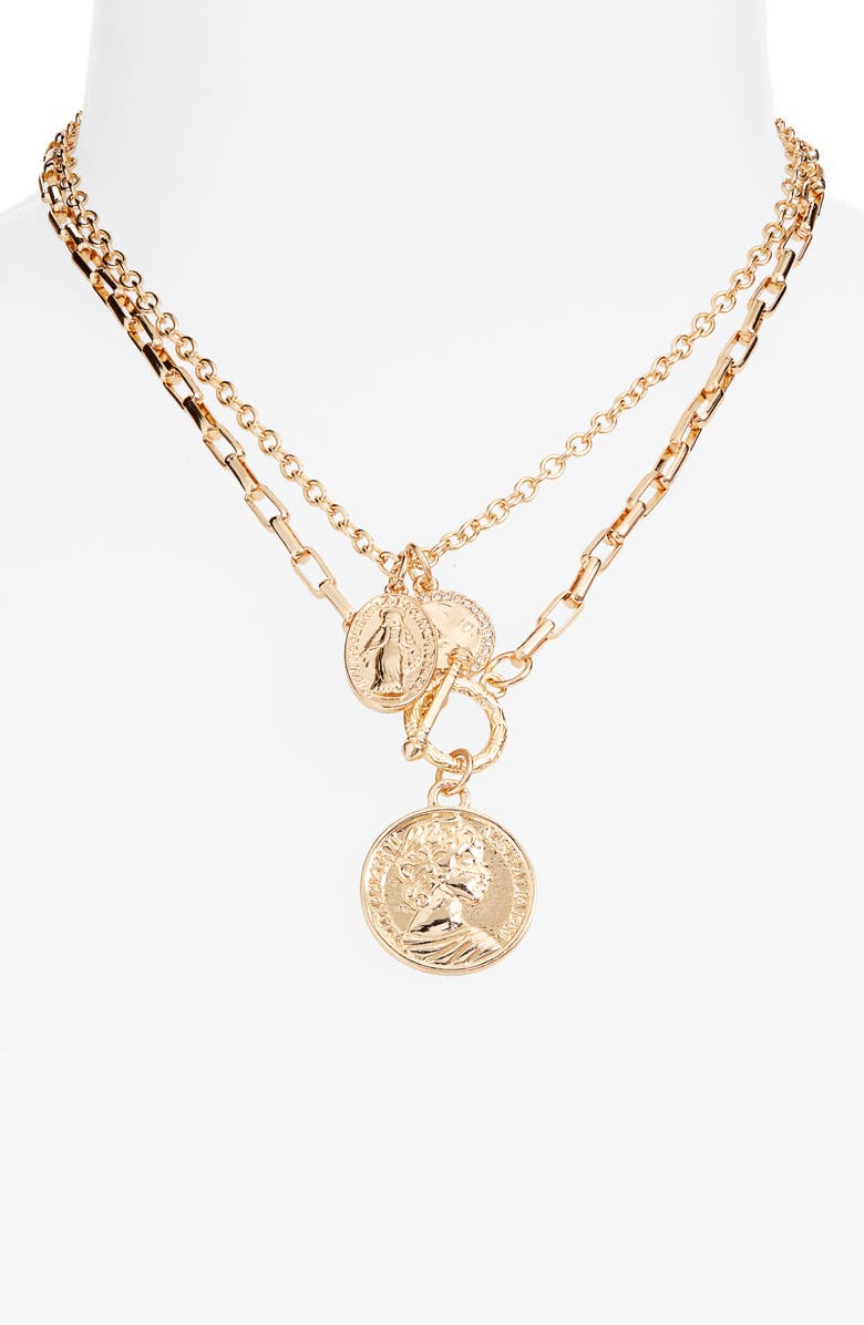 BP. Layered Chain Medallion Necklace, Alternate, color, 