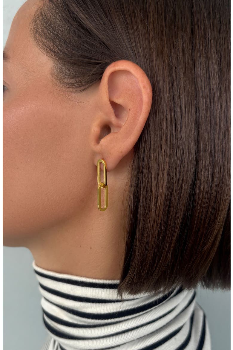 18k Gold Plated Double Link Drop Earrings, Alternate, color, GOLD