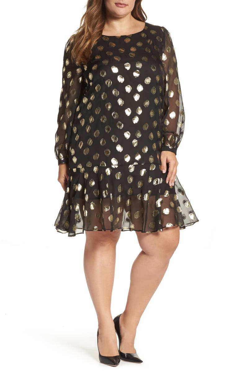 Glamorous Metallic Dot Drop Waist Dress, Alternate, color, 