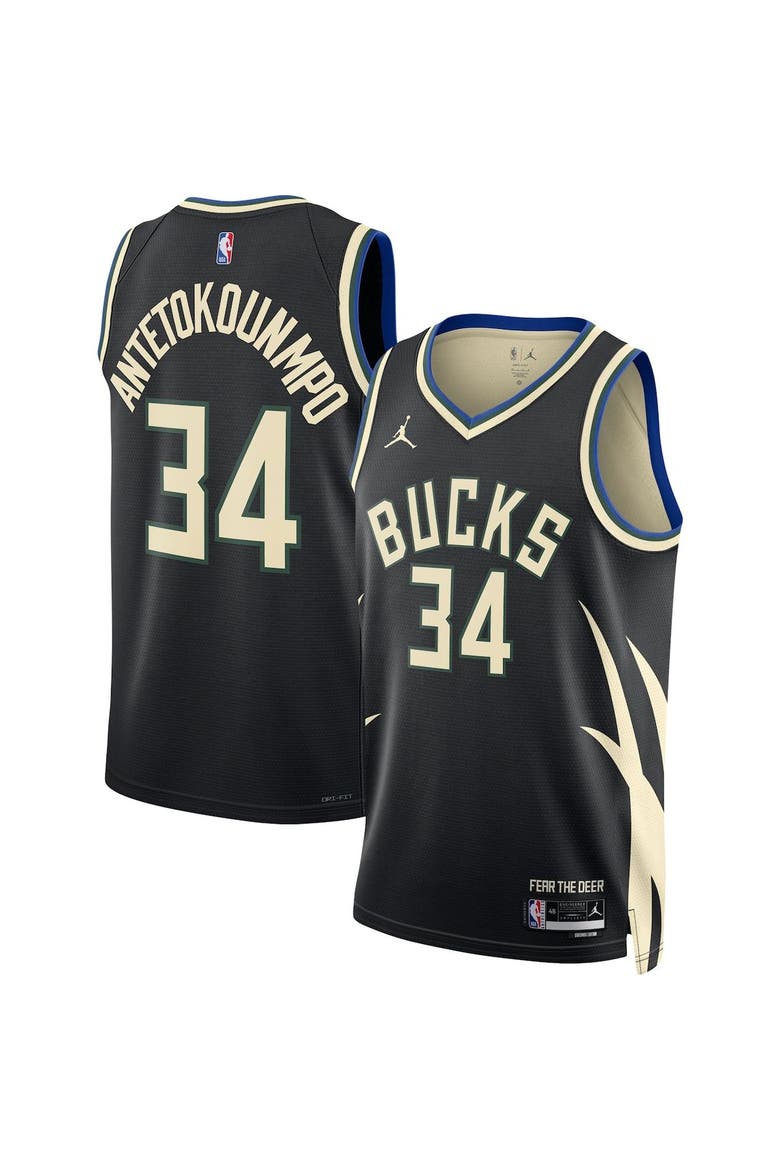 Unisex Jordan Brand Giannis Antetokounmpo Black Milwaukee Bucks Swingman Jersey - Statement Edition, Main, color, Black