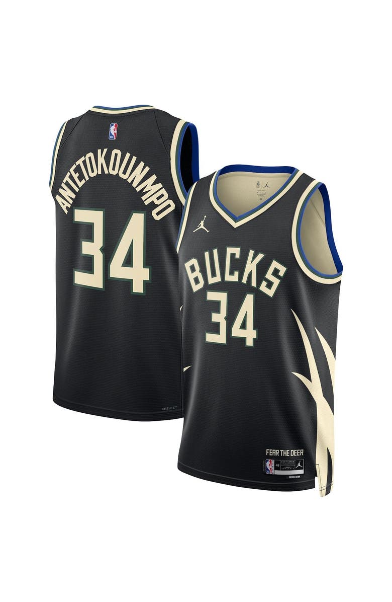 Jordan Brand Unisex Jordan Brand Giannis Antetokounmpo Black Milwaukee Bucks Swingman Jersey - Statement Edition, Main, color, Black