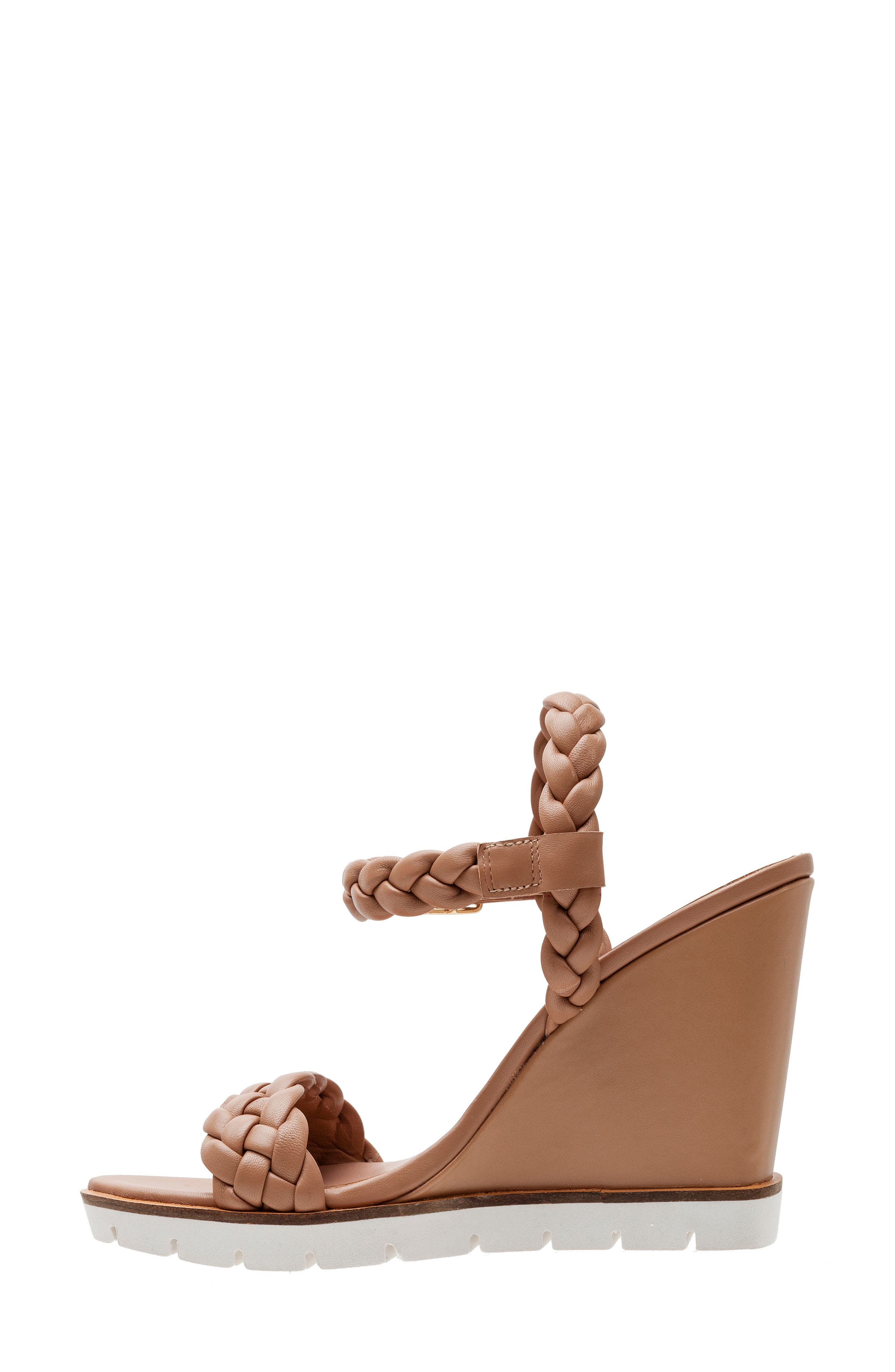 Linea Paolo Esie Ankle Strap Wedge Sandal, Alternate, color, Desert