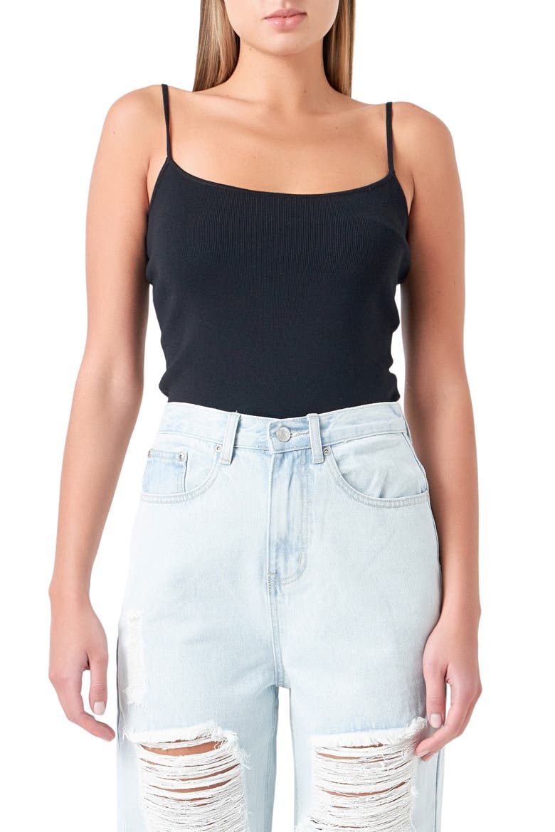 Rib Camisole, Main, color, BLACK