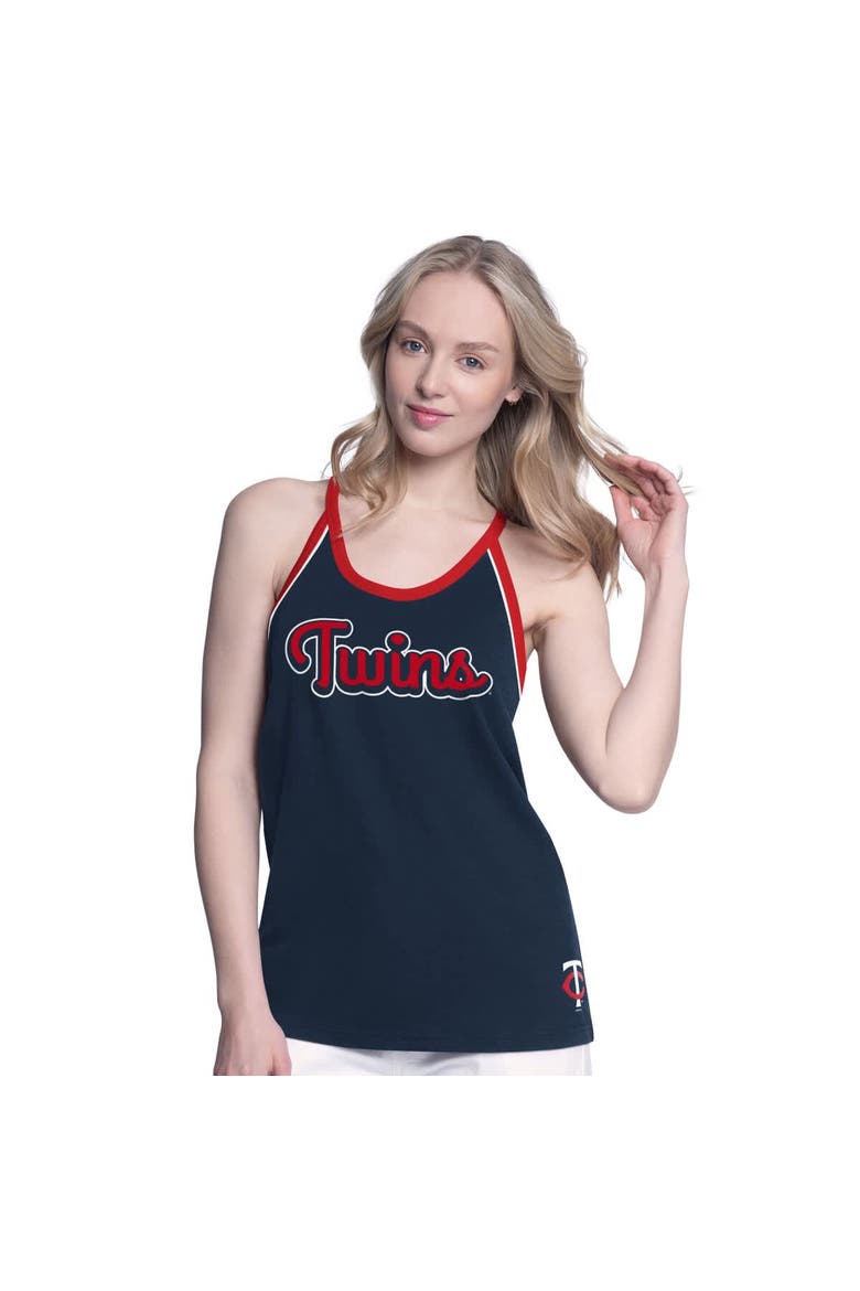 Women's G-III 4Her by Carl Banks Navy Minnesota Twins Curveball Racerback Tank Top, Alternate, color, Navy