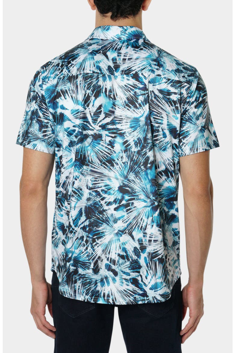 Tie Dye Abstract Print Button-Up Shirt, Alternate, color, TEAL