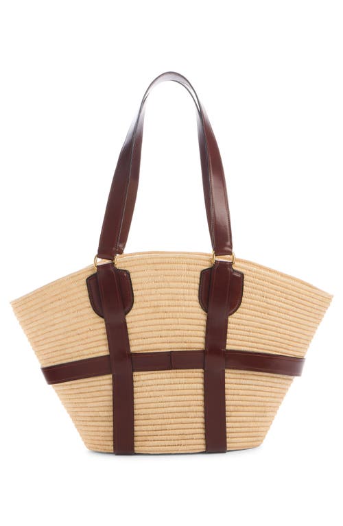 Chloé Kerala Large Basket Tote Bag In Fabric And Leather In Dark Ebony
