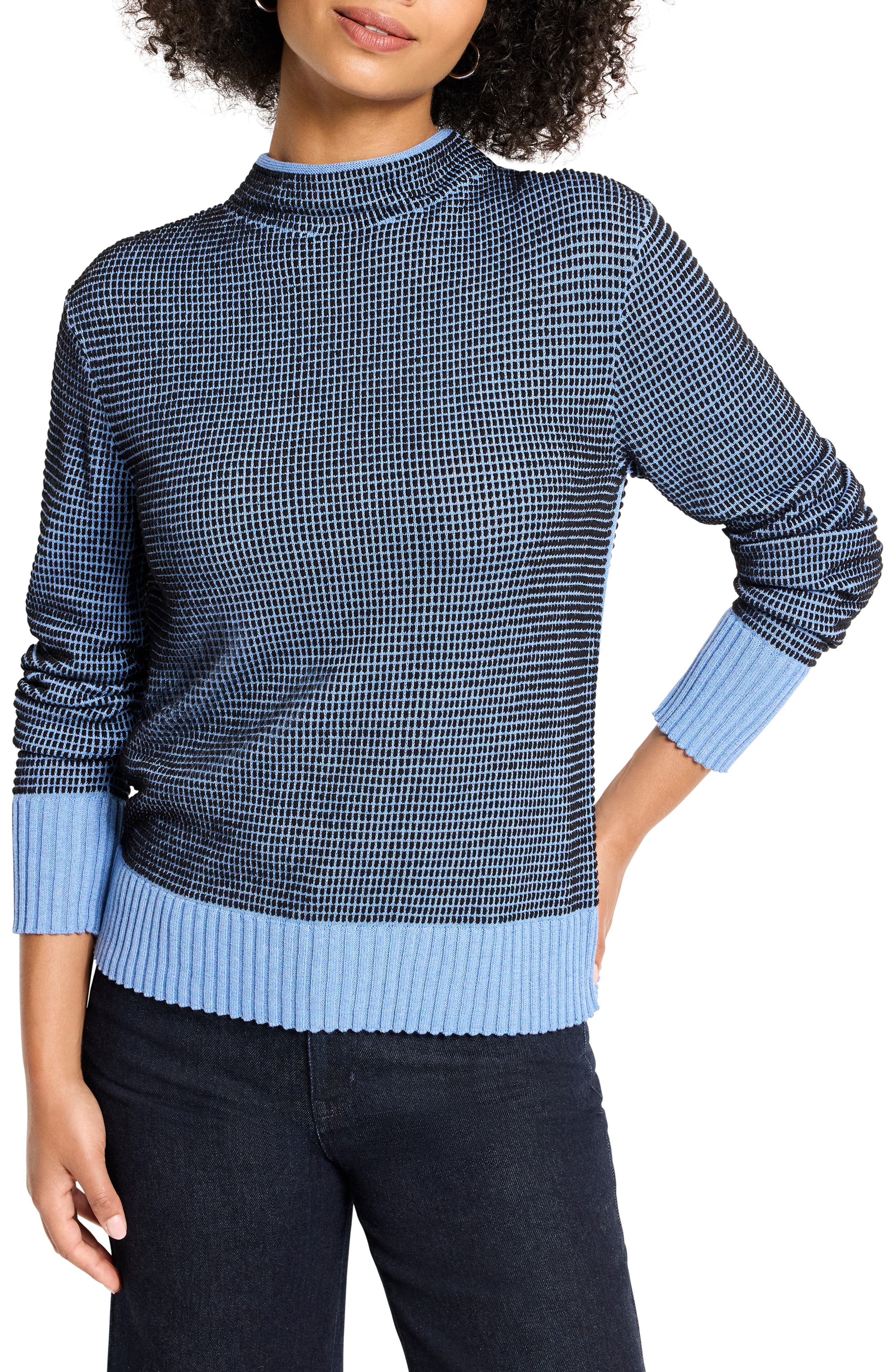 NIC+ZOE Mock Neck Pixel Knit Sweater