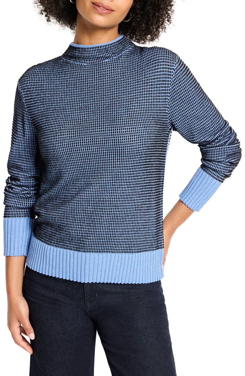 NIC+ZOE Mock Neck Pixel Knit Sweater, Main, color, Blue Multi