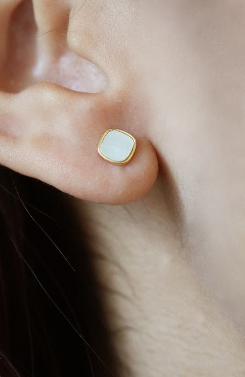Argento Vivo Sterling Silver Set Of 2 Mother-of-pearl & Cubic Zirconia Stud Earrings In Gold