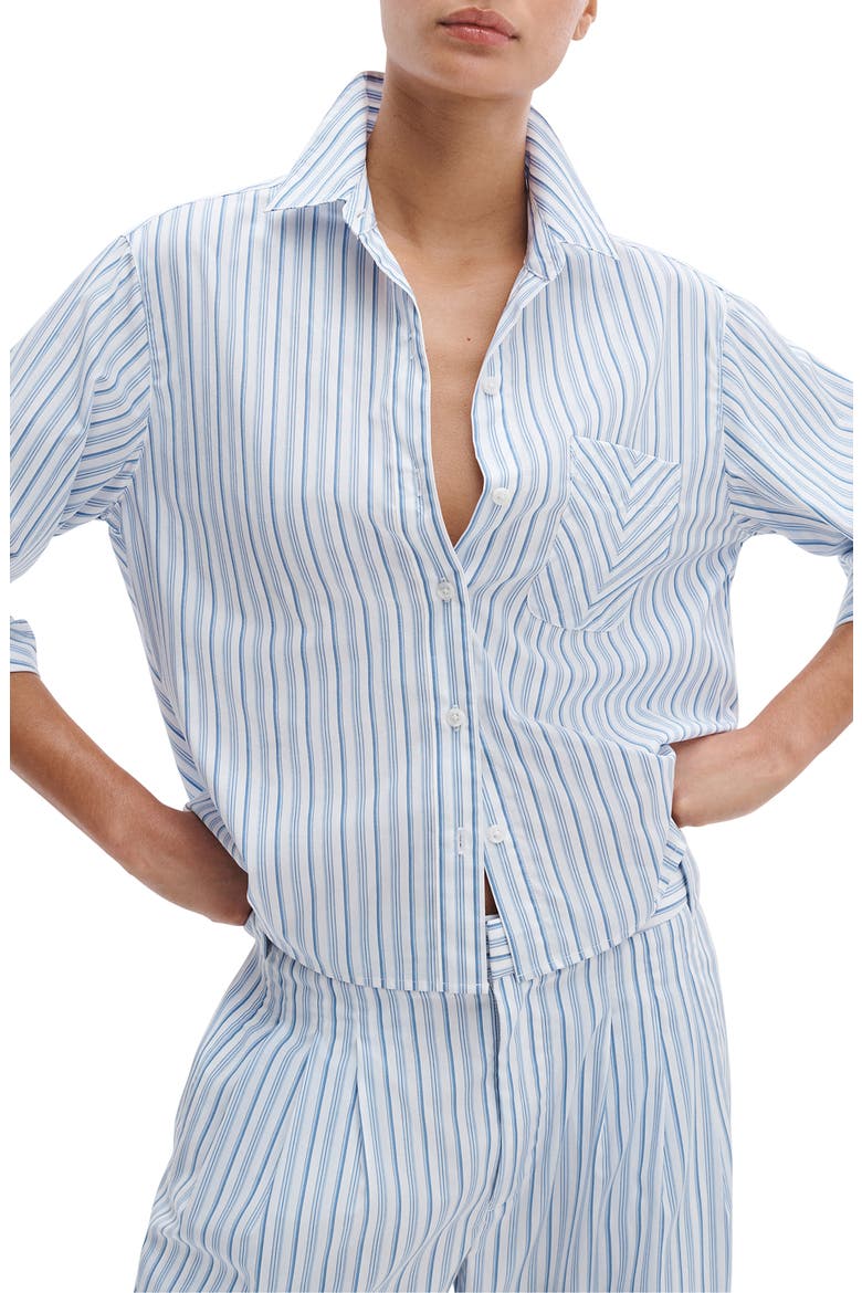 Lucia Stripe Cotton Poplin Button-Up Shirt, Alternate, color, BABY BLUE STRIPE