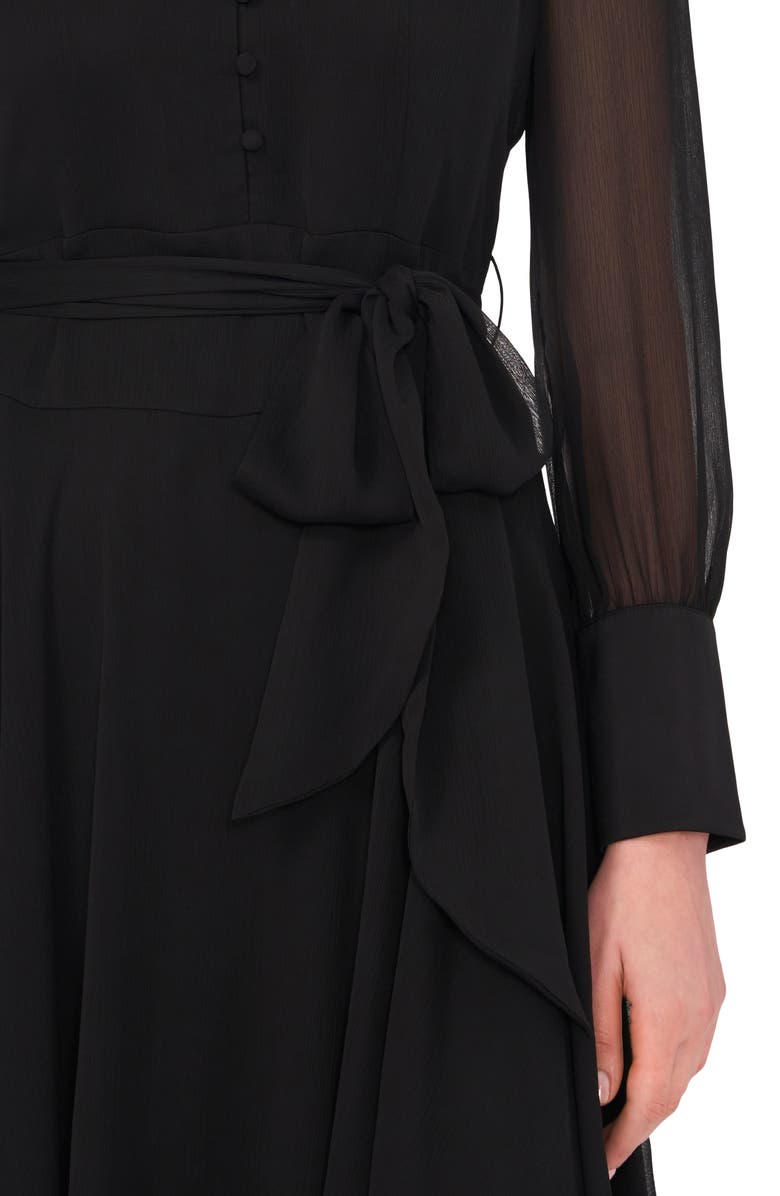 Halogen<sup>®</sup> Tie Waist Long Sleeve Maxi Dress, Alternate, color, Rich Black