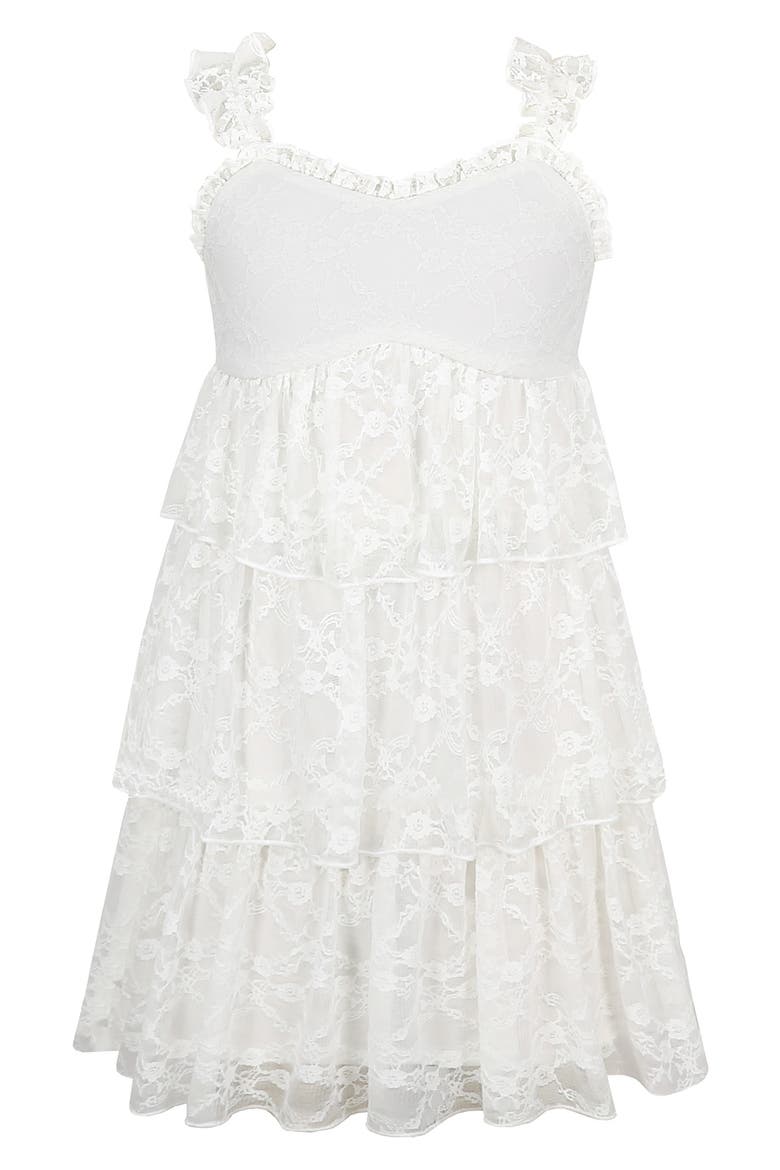 Kids' Tiered Lace Dress, Main, color, IVORY