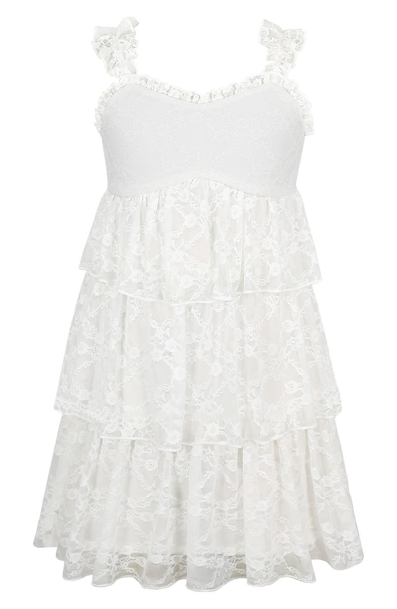 Zunie Kids' Tiered Lace Dress, Main, color, Ivory