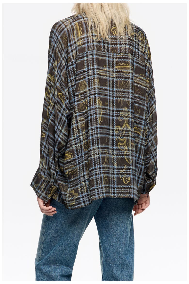 Oversize Stitching Shirt, Alternate, color, IKATMIX BLUE
