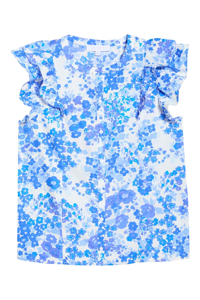 Riona Floral Sammi Cotton Button-Up Shirt, Alternate, color, WHITE-BLUES-MULTI