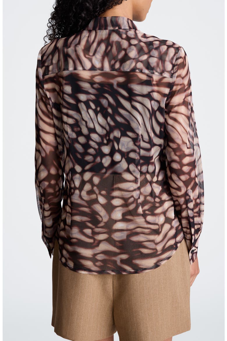 Print Long Sleeve Mesh Shirt, Alternate, color, PEANUT MULTI