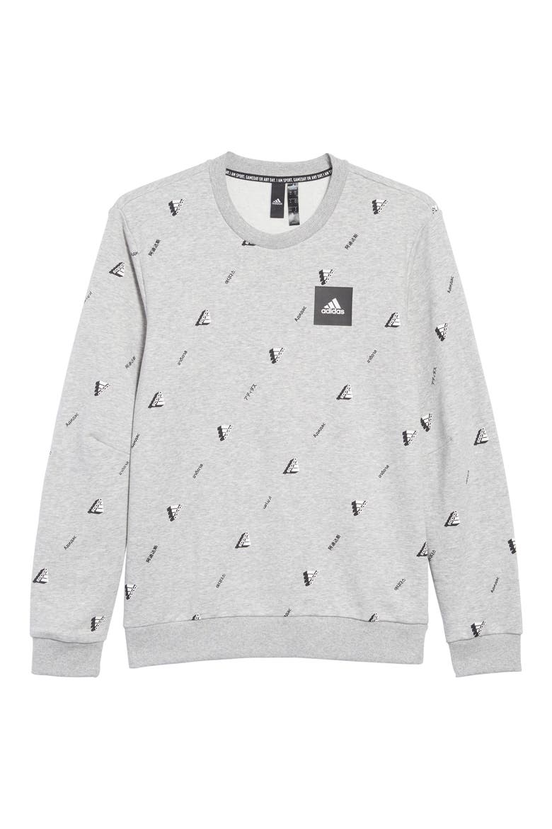 Must Haves Graphic Crewneck Sweatshirt, Alternate, color, GREY HEATHER/ WHITE/ BLACK