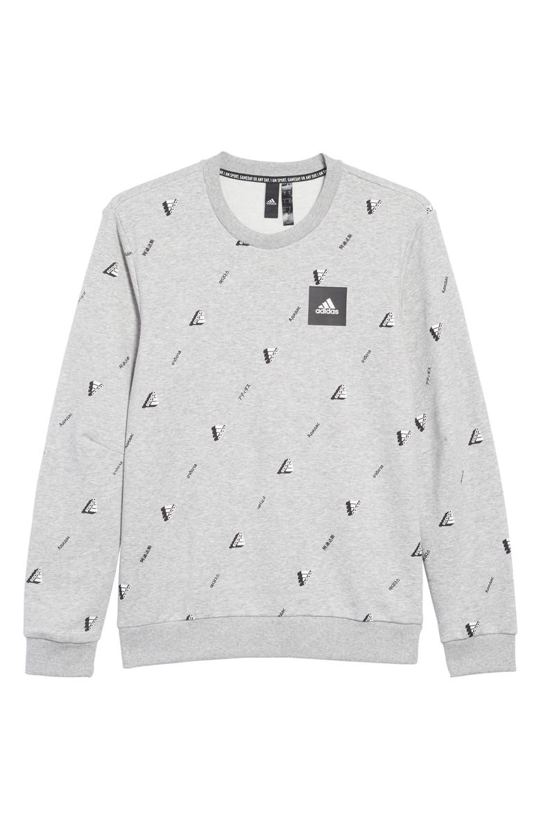 adidas Must Haves Graphic Crewneck Sweatshirt, Alternate, color, 