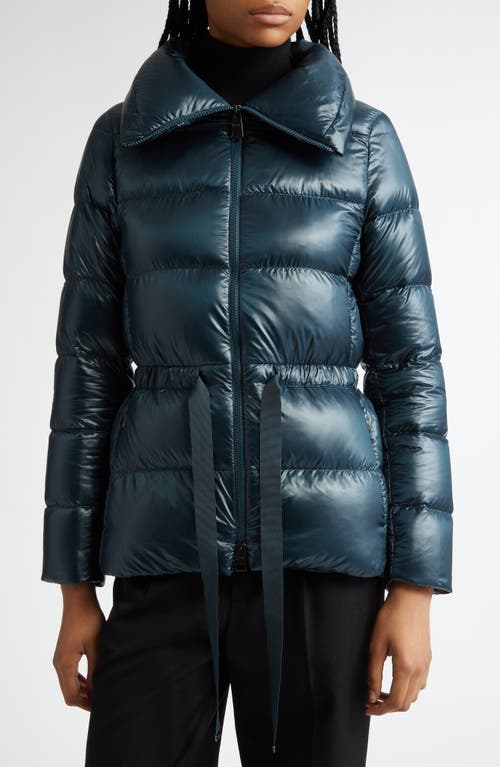 Herno Shiny Nylon Down Puffer Jacket in Petroleum 