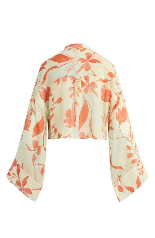 Favorite Daughter The Belle Of The Ball Sheer Button-up Shirt In Moonbeam Floral