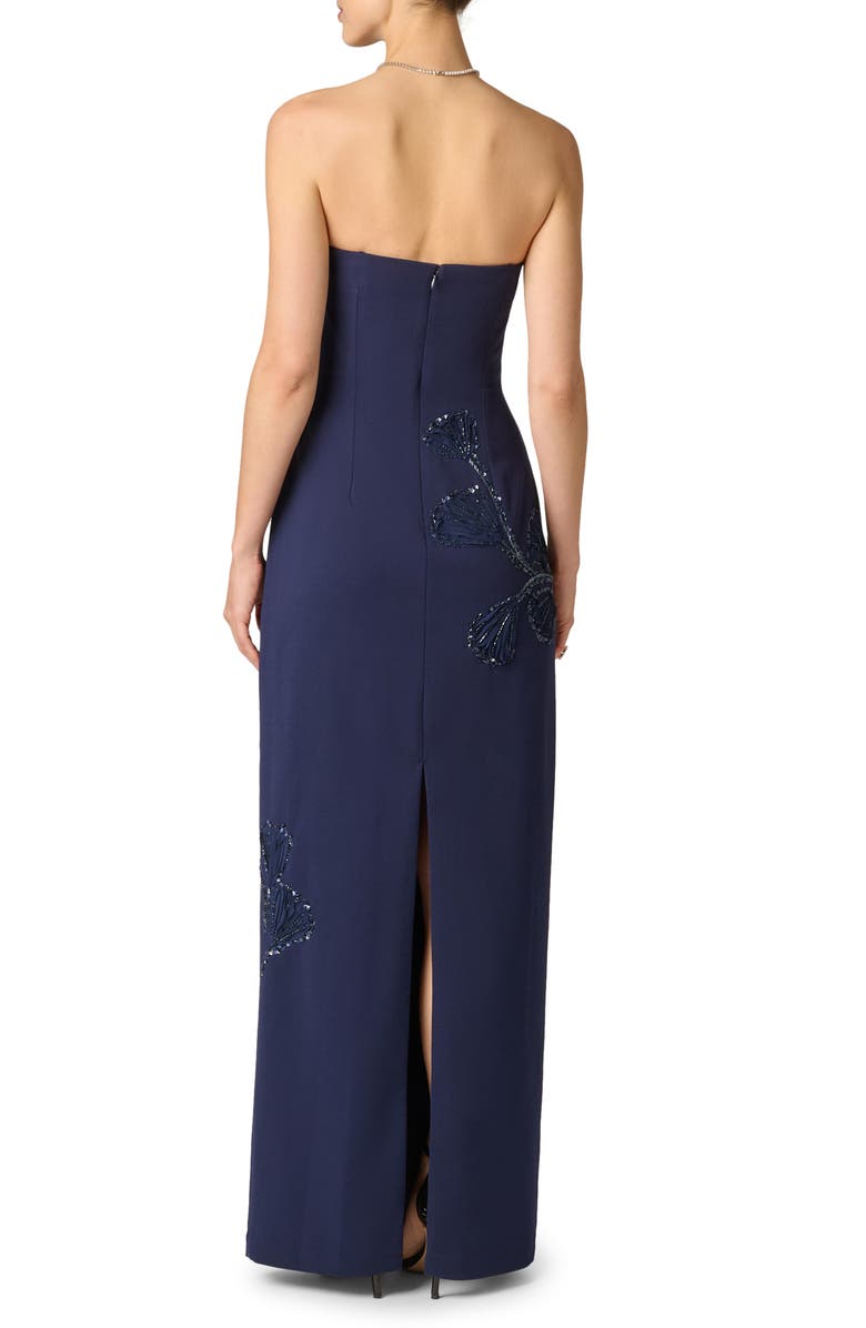 Aidan Mattox Sequin Strapless Crepe Gown, Alternate, color, Dark Navy