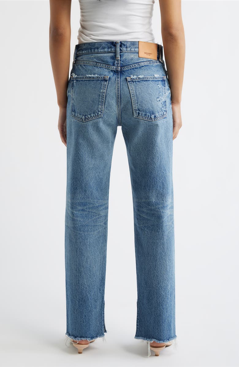 MOUSSY VINTAGE Foster Distressed Raw Hem Straight Leg Jeans, Alternate, color, Blue