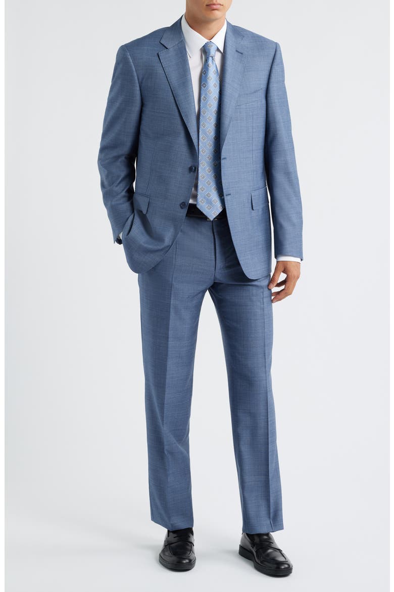 Siena Regular Fit Blue Mélange Super 130s Wool Suit, Main, color, BLUE