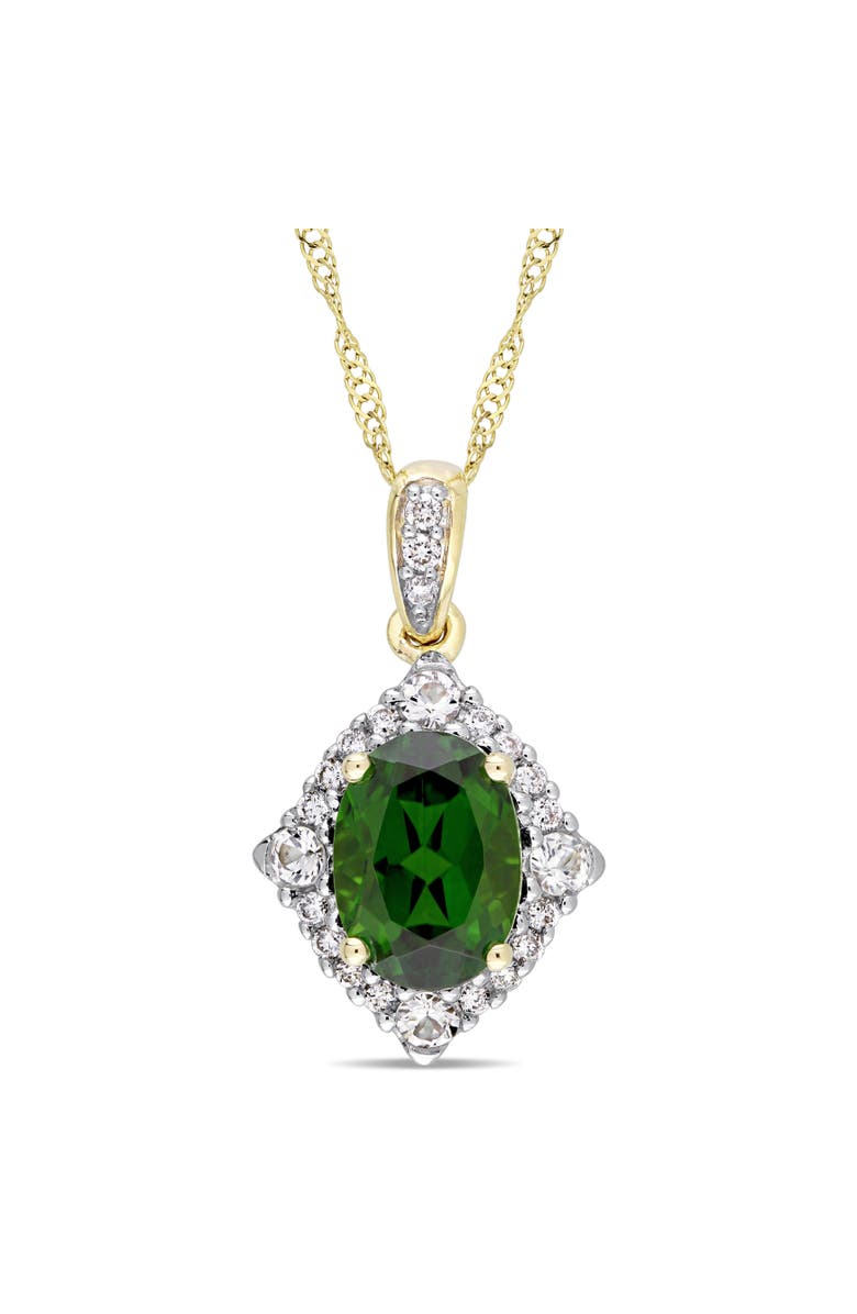 Julianna B. Chrome Diopside Vintage Halo Necklace 14k, Main, color, Chrome Diopside