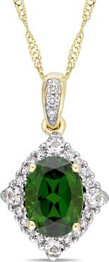 Julianna B. Chrome Diopside Vintage Halo Necklace 14k