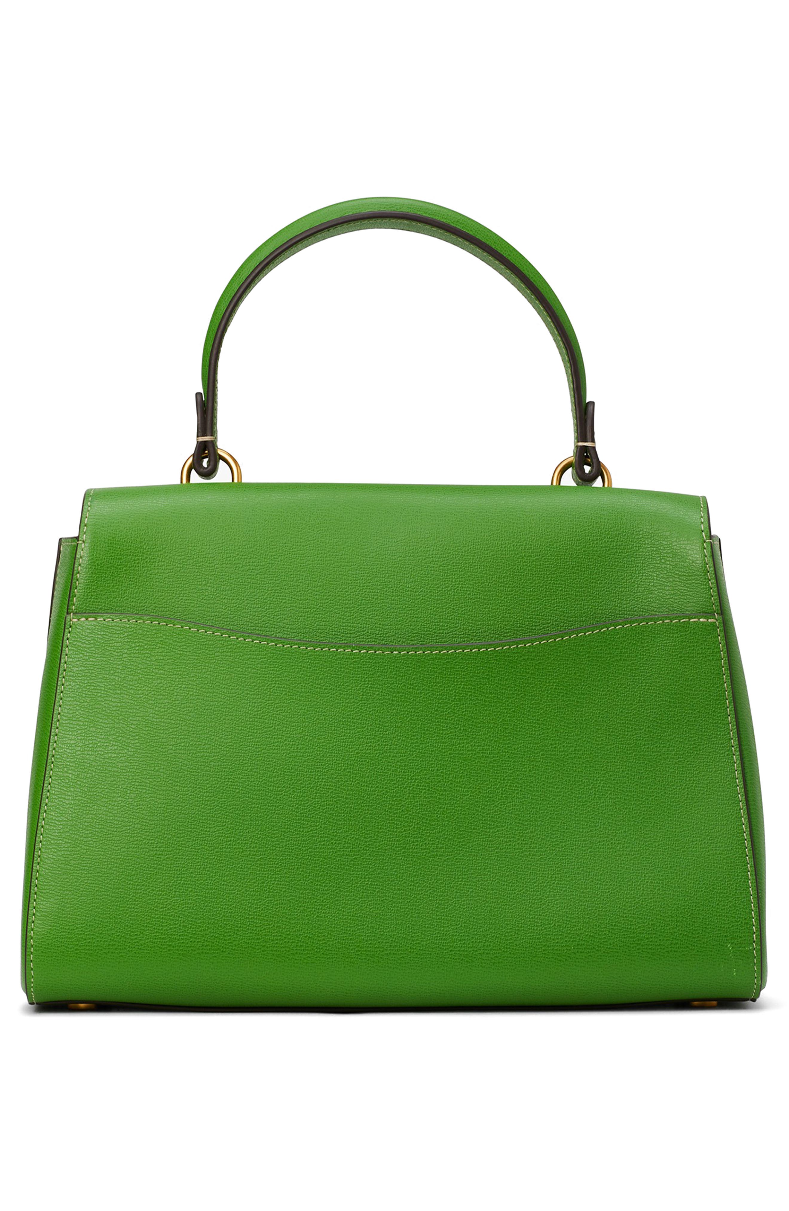 medium katy textured leather top handle bag, Alternate, color, KS GREEN