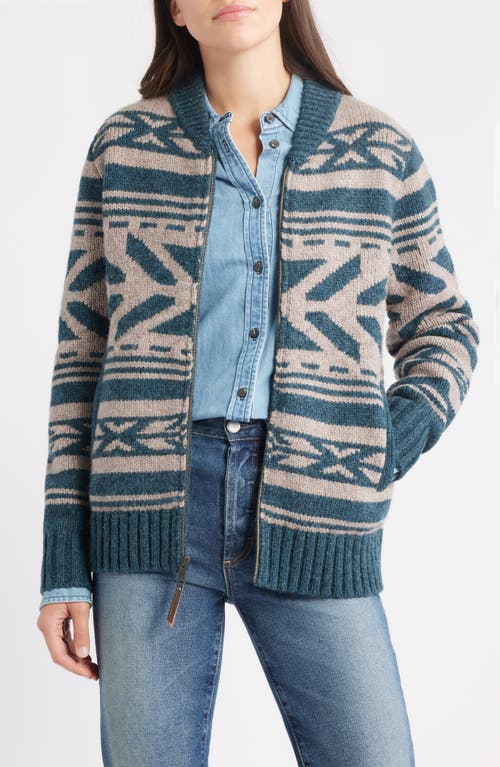 Pendleton Graphic Wool Zip Cardigan In Blue