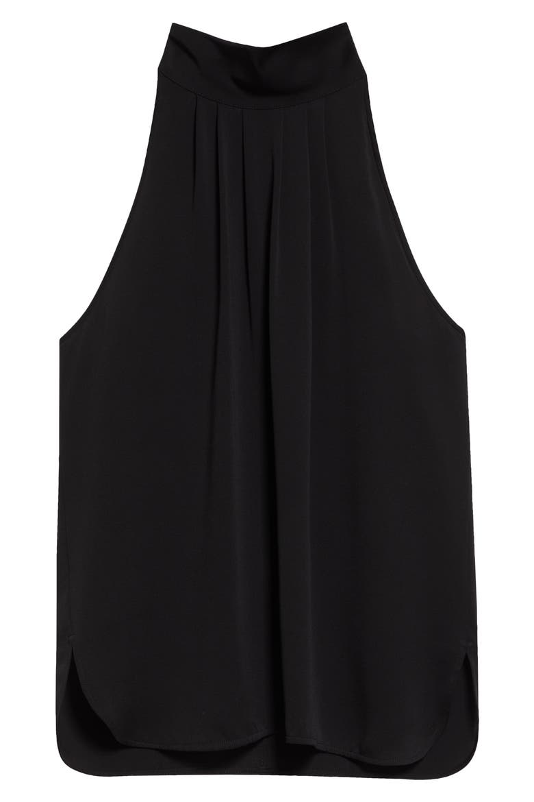Memore Pleated Sleeveless Halter Top, Alternate, color, BLACK