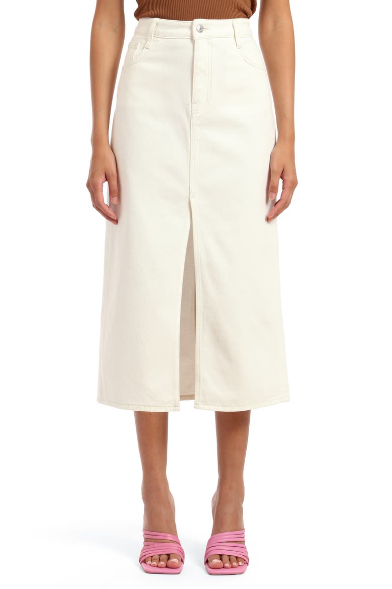 Marin Front Slit Denim Midi Skirt, Main, color, OFF WHITE DENIM