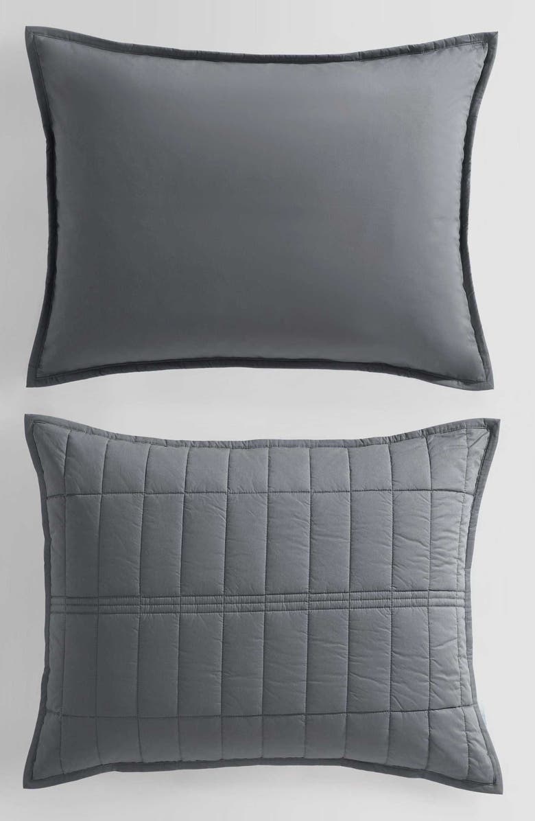 Calvin Klein Washed Percale Quilt & Shams Set, Alternate, color, Dark Grey