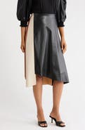 PATRIZIA LUCA Paneled Faux Leather Midi Skirt