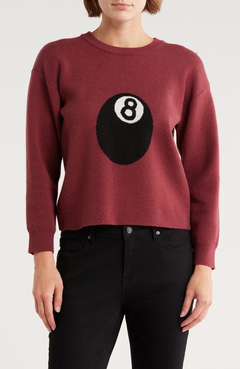 Vigoss 8 Ball Icon Crewneck Sweater, Main, color, Oxblood