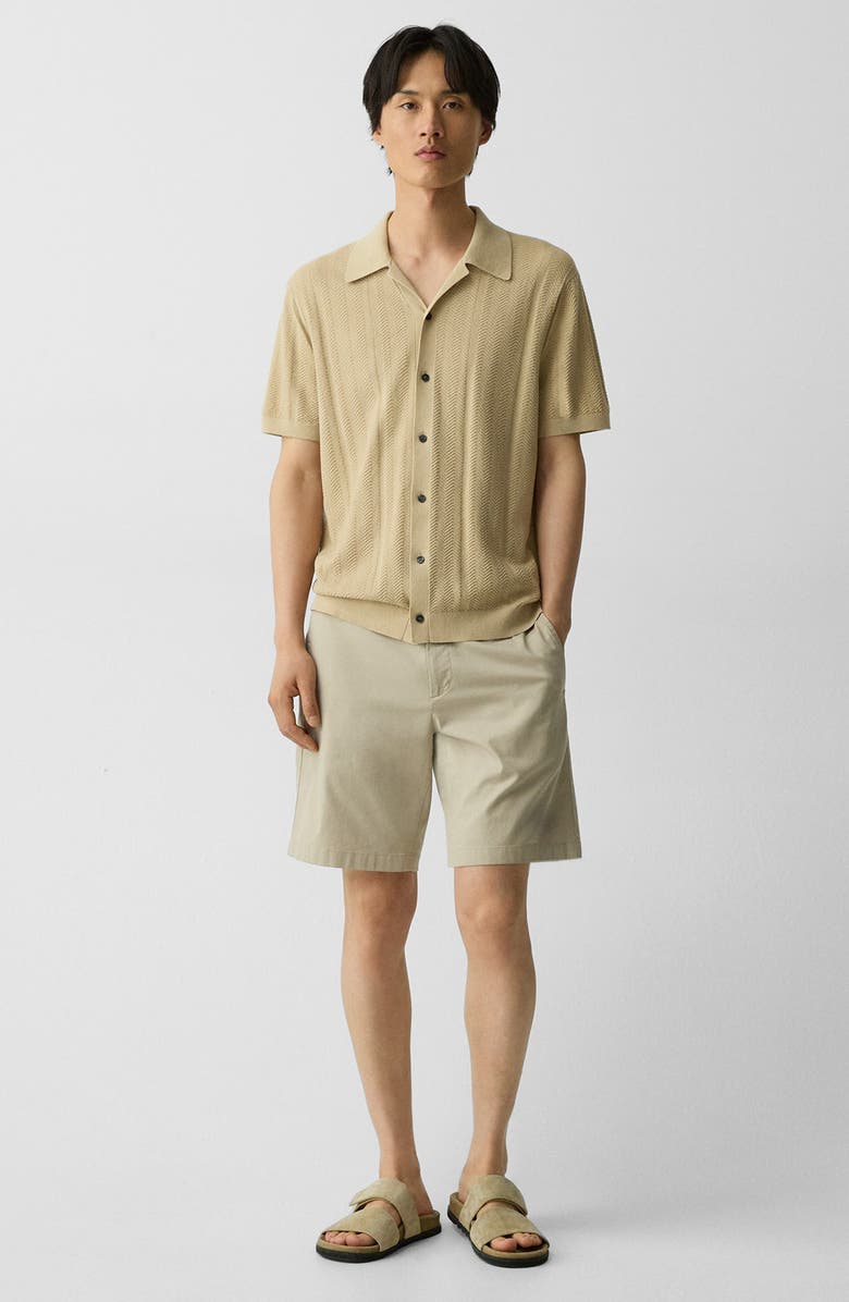 Theory Chevron Knit Camp Shirt, Alternate, color, Chino