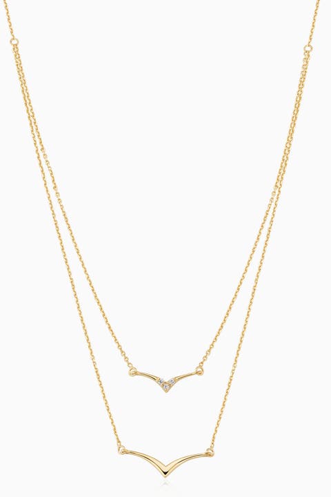 14K Yellow Gold Fly High Layered Pendant Necklace
