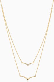Oradina 14K Yellow Gold Fly High Layered Pendant Necklace