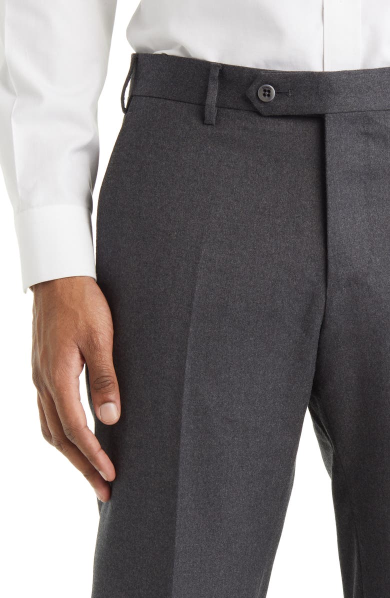Zanella Parker Flat Front Stretch Wool Flannel Trousers, Alternate, color, Dark Grey