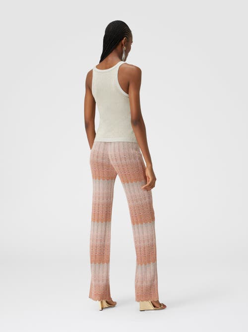 Missoni Metallic Knitted Tank Top In White & Gold