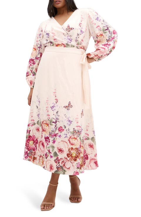 Anastasia Flutter Sleeve Midi Dress (Plus)